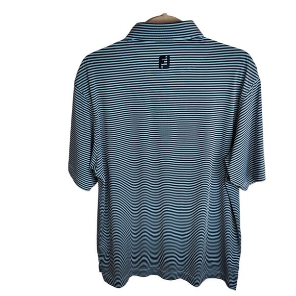 Footjoy Golf Polo Shirt Blue Striped Men's Medium Embroidered Logo - Picture 6 of 10